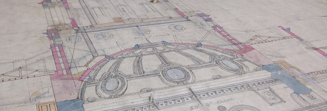 Close up of old historic plan 
